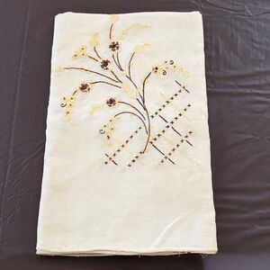 Vintage Linen Blend Tablecloth with Embroidery